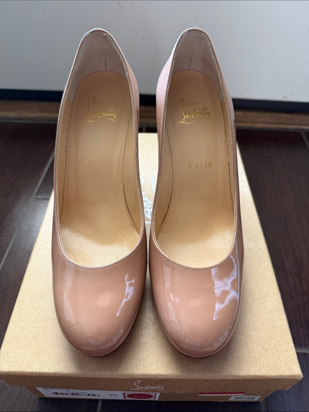 Christian Louboutin Blush Patent Leather Round-Toe Pumps